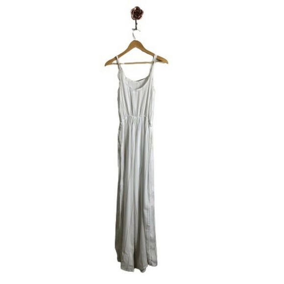 Faithfull The Brand White Small Rayon Striped Wide Leg Jumpsuit Minimalist Comfy - Picture 5 of 7